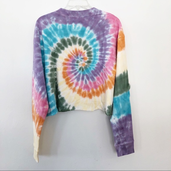 Daydreamer Tie Dye Crop Sweatshirt Rainbow Spiral - Picture 8 of 9
